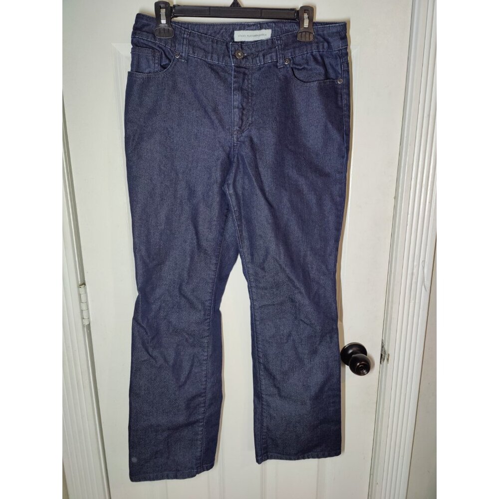 Chico's Platinum Ultimate Fit Boot Leg Mid‎ Rise Dark Wash Jeans 1 Short (31x29)